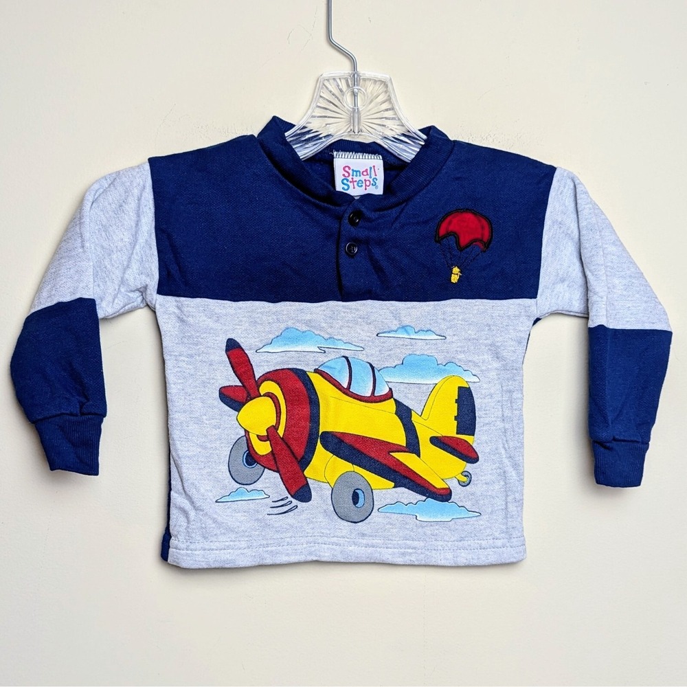 Vintage Small Steps Airplane‎ 90s Flying Long Sleeve Shirt Toddler Size 3T